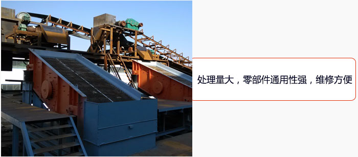 圓振動(dòng)篩處理量大，零部件通用性強(qiáng)，維修方便。