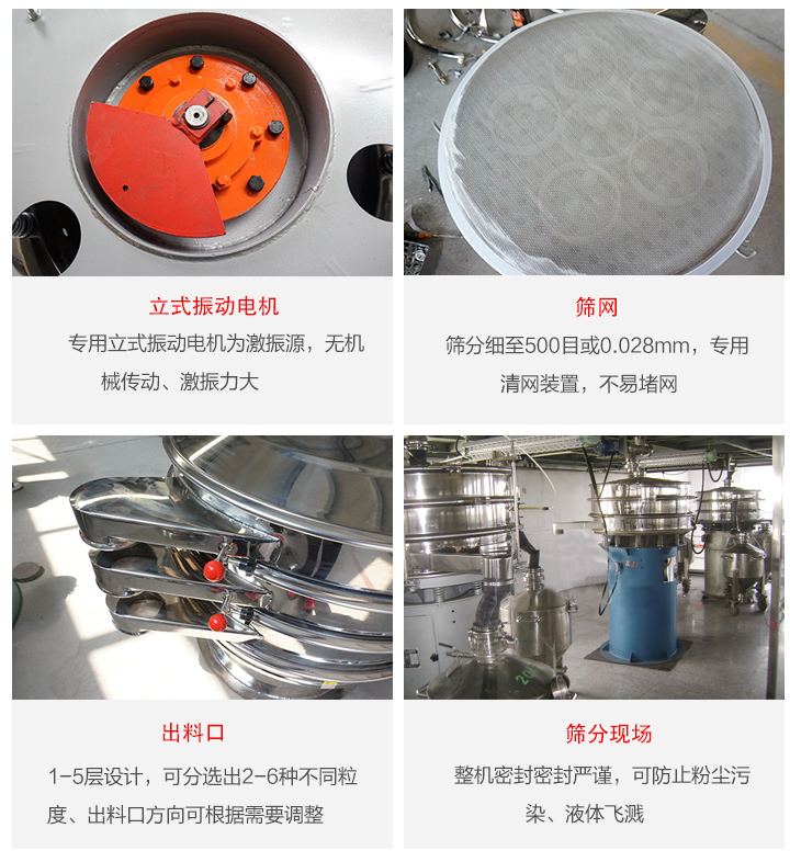 旋振篩定制化有：移動(dòng)，加緣，閘門等多種形式選擇。子母設(shè)計(jì)透網(wǎng)率高，換網(wǎng)方便。