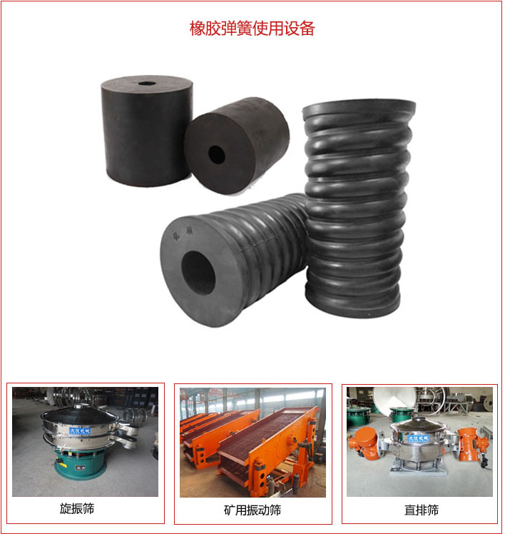 橡膠彈簧適用設備：旋振篩，礦用振動篩，直排篩等