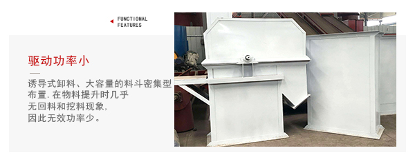 TD型斗式提升機(jī)驅(qū)動(dòng)力小，無(wú)回料等特點(diǎn)展示圖。